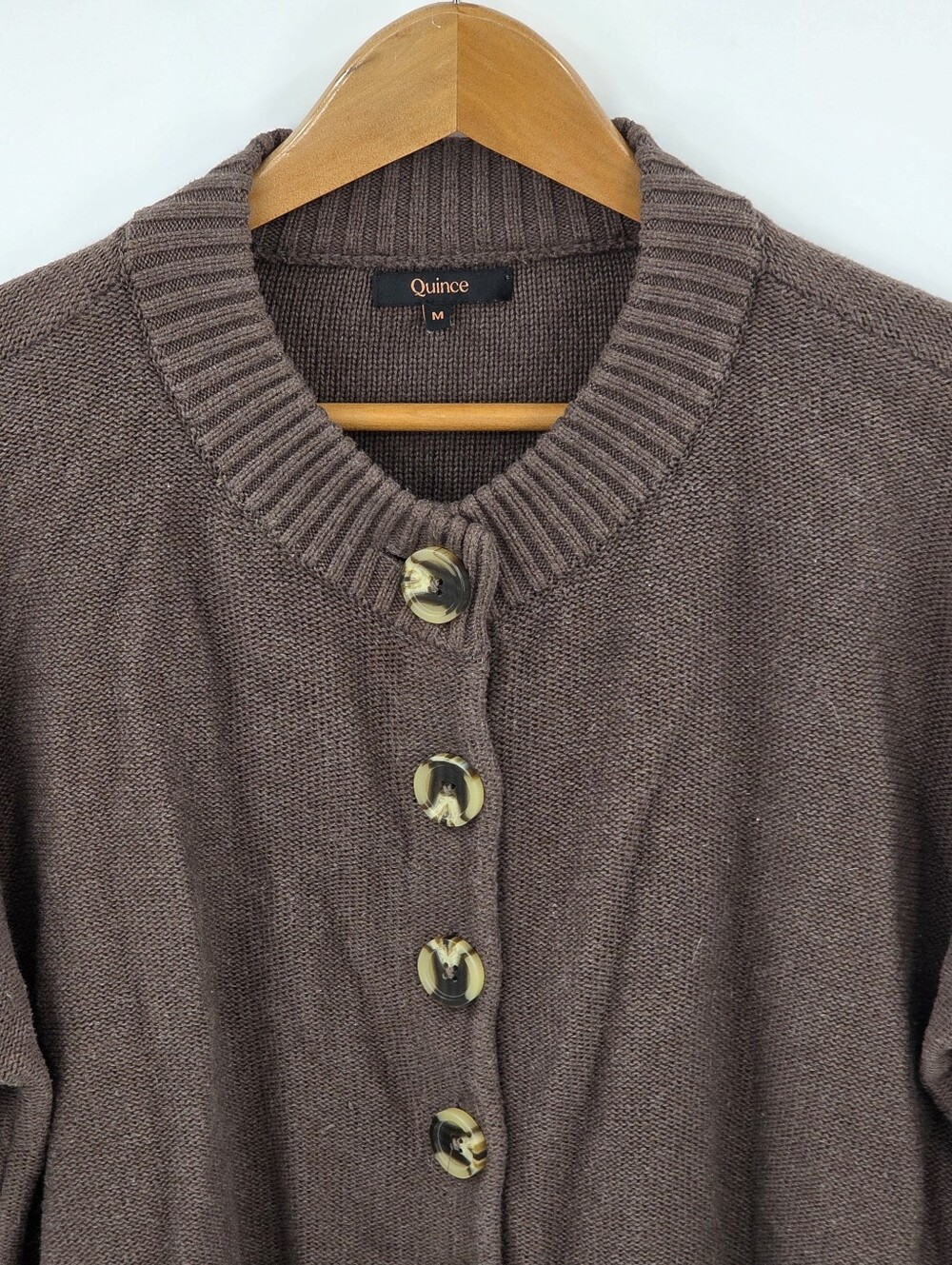 Quince Organic Cotton Cropped Cardigan Sweater Women's Medium M Brown - Picture 4 of 7